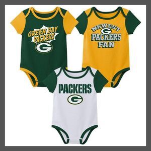 Green Bay Packers Baby Bodysuit Set - Green, Yellow, White